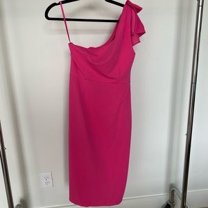 Amazon Pink Asymmetrical Ruffled Cocktail Dress
